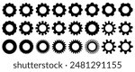 Set gears label and badges line black icon collections. Wheel cogwheel vector. Black template for vintage, patch, insignias, overlay. Vector illustration.