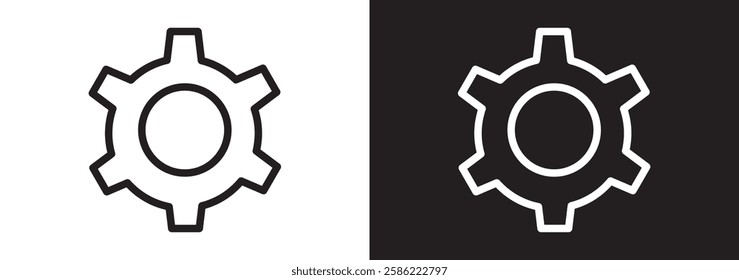 Set gears label and badges line black icon collections. Wheel cogwheel vector. Black template for vintage, patch, insignias, overlay. Vector illustration.