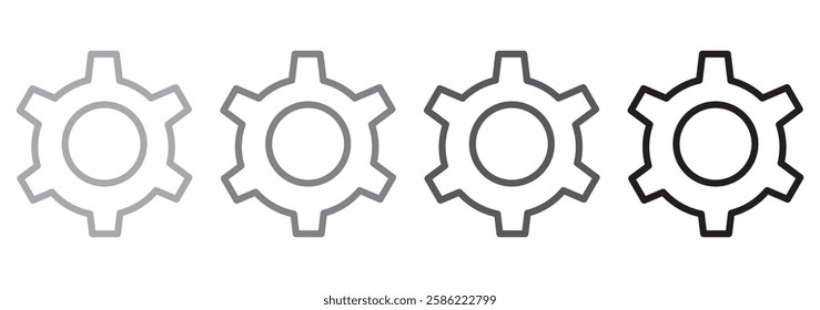 Set gears label and badges line black icon collections. Wheel cogwheel vector. Black template for vintage, patch, insignias, overlay. Vector illustration.