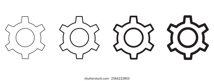 Set gears label and badges line black icon collections. Wheel cogwheel vector. Black template for vintage, patch, insignias, overlay. Vector illustration.