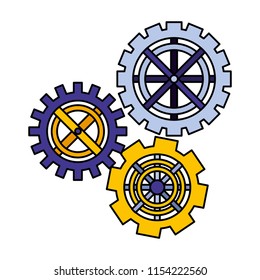 set gears machine isolated icon