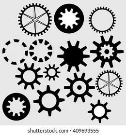 set of gears on gray background