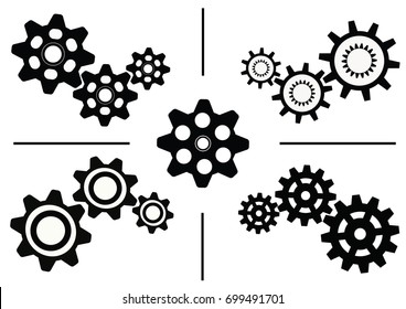 Set of gears on a white background working gear machinery.Vector illustration