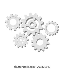 Set of gears. Gears on a white background. Vector illustration.
