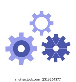 Set of gears, spare parts. Concept of service or mobile application, robotics or repair. Colorful vector isolated illustration flat