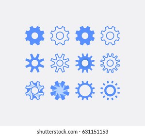 Set of gears vector icons. Manage settings and adjustment options