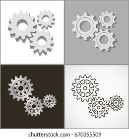 Set of gears. Vector illustration.