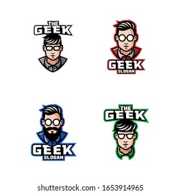 conjunto de iconos de logotipo geek diseño vectorial