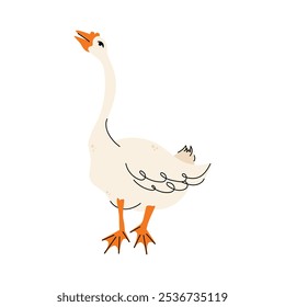 Set of geese in various poses. Cartoon vector illustration isolated on background. Farm animal design  adorable birds in different poses, funny characters