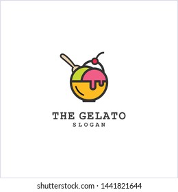Set of gelato badges. Vector italian ice cream labels. Retro logos for cafeteria or bar.