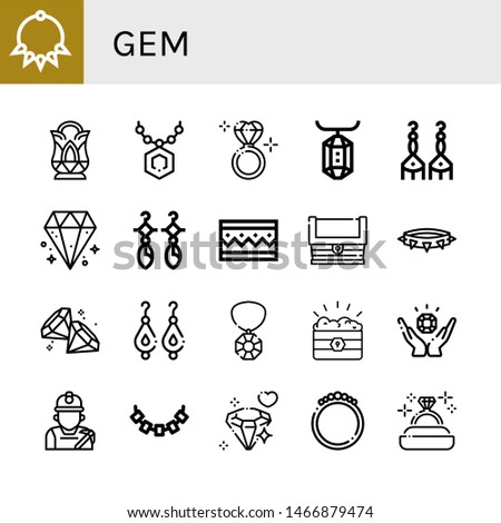 Set of gem icons such as Necklace, Crystal, Pendant, Diamond ring, Gem, Earrings, Diamond, Bracelet, Treasure, Jewelry, Miner , gem