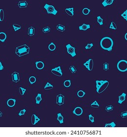 Set Gem stone, Diamond engagement ring, Wrist watch and King crown on seamless pattern. Vector