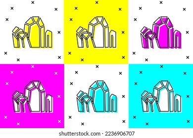 Set Gem stone icon isolated on color background. Jewelry symbol. Diamond.  Vector