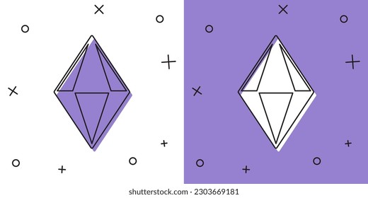 Set Gem Stein Symbol einzeln auf weißem und violettem Hintergrund. Schmucksymbol. Diamant.  Vektorgrafik