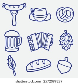 set of gemany with outline style good for icon, symbol, coloring page, element design, etc