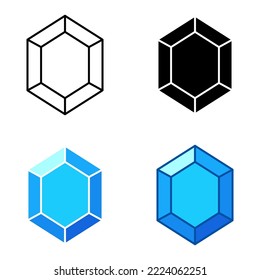 Set of gems in flat style isolated