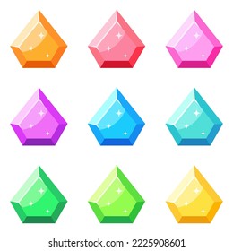 Set of gems in flat style isolated