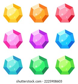 Set of gems in flat style isolated