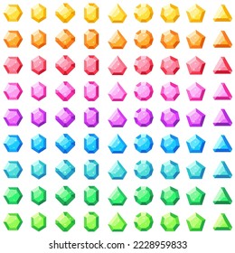 Set of gems in flat style isolated