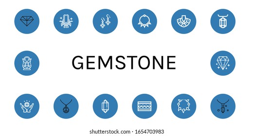 Conjunto de iconos de piedra de piedra. Tales como Diamante, Collar, Arados, Gema, Joyas, Cristal, Pulsera , Iconos de piedra gemela