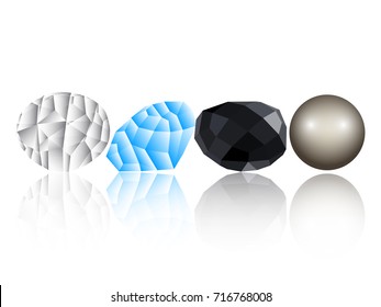 Set of gemstones on a white background, Vector illustration