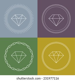 Set gemstones round banner. 