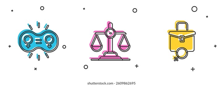 Set Gender equality,  and Work for female icon. Vector