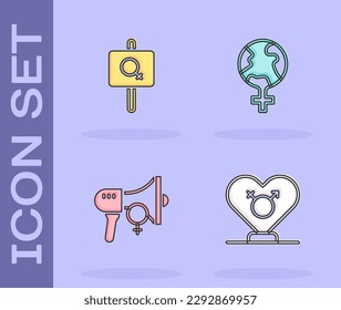 Set Gender, Feminist activist,  and Feminism the world icon. Vector