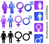 Set of gender icons in three different styles