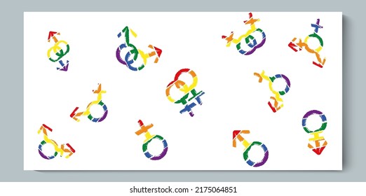 Set Gender Lgbt Rainbow Texture Symbol Stock Vector Royalty Free