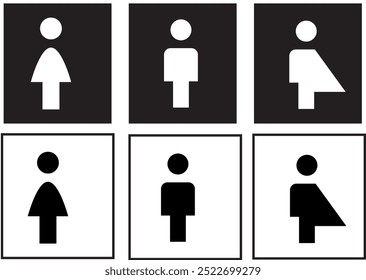 Set of gender neutral toilet sign concept. Male, female and unisex or transgender. Vector illustration