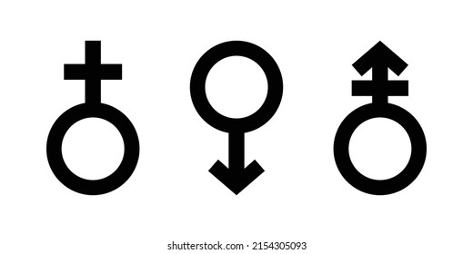 Conjunto de elementos de las especies de género. Iconos en blanco y negro con el estilo de formas geométricas simples. Ilustración de diagramas e instrucciones