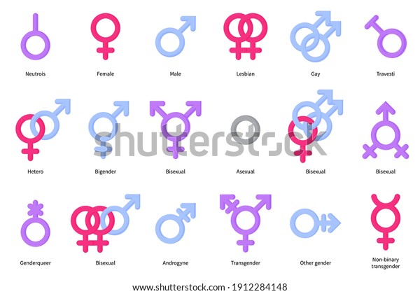 Set Gender Symbols Man Woman Gay Stock Vector (Royalty Free) 1912284148