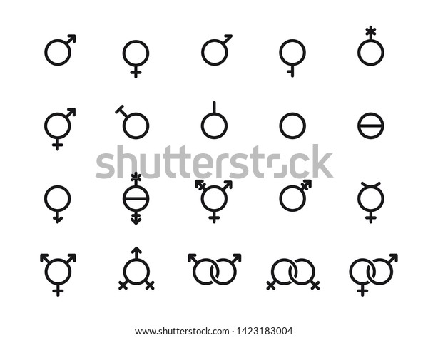 Set Gender Symbols Sexual Orientation Signs Stock Vector Royalty Free