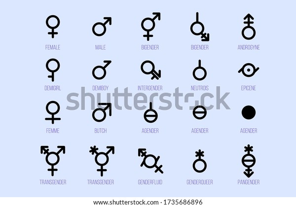 Set Gender Symbols Sexual Orientation Signs Stock Vector Royalty Free