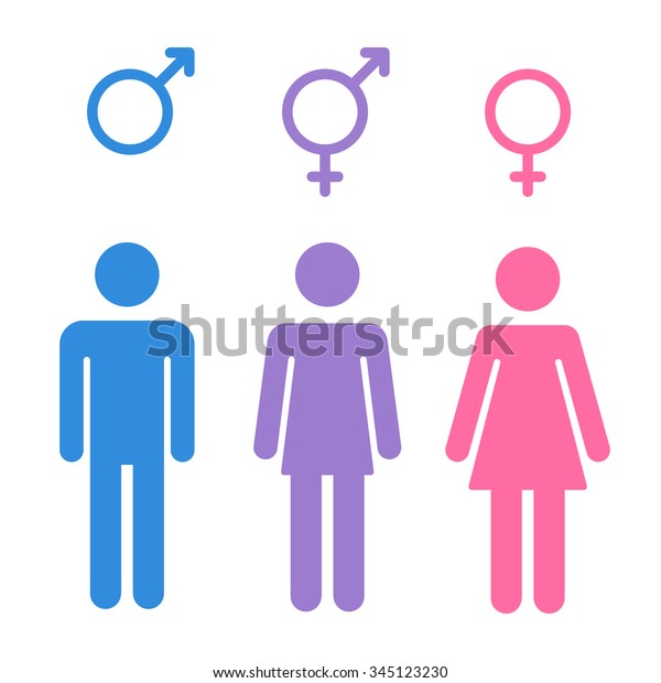 Set Of Gender Symbols With Stylized Silhouettes Male Female And 