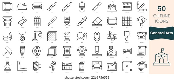 Set of general arts icons. Thin linear style icons Pack. Vector Illustration