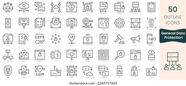 Set of general data protection regulation icons. Thin linear style icons Pack. Vector Illustration