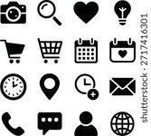 Set of general user interface icons illustration showing basic web graphic vector
