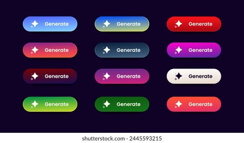 Conjunto de iconos de Generar diseño de Botón. Colorido paquete de Botón de Generar para Sitio web, anuncios, UI y proyecto. Vector