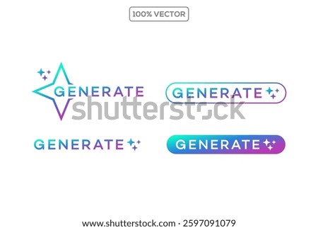Set of generated AI icons. AI star symbol with a pointed and rounded tip. AI logotype. Artificial intelligence concept. Icon element  vector icon