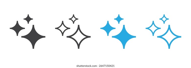 Set of generative AI icons. AI star line and solid icon. AI logotype. Artificial intelligence technology and Machine learning concept. Icon Element for website, mobile app. Vector illustration.