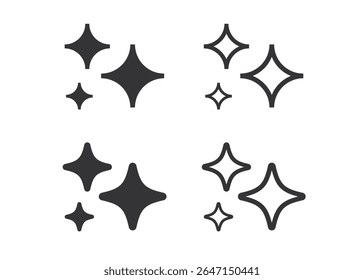 Conjunto de iconos de IA generativos. AI línea de estrella e icono sólido. Logotipo AI. Tecnología de inteligencia artificial y concepto de aprendizaje automático. Elemento del icono para el Sitio web, App móvil. Ilustración vectorial.