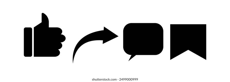 Set of generic social media user interface icons.like share comment icon vector eps 10