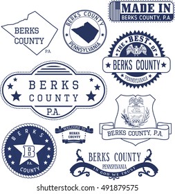Set of generic stamps and signs of Berks county, Pennsylvania