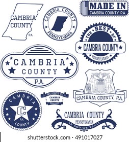 Set of generic stamps and signs of Cambria county, Pennsylvania