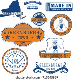 Set of generic stamps and signs of Greenburgh town, New York state