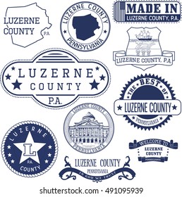 Set of generic stamps and signs of Luzerne county, Pennsylvania