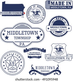 Set of generic stamps and signs of Middletown, Bucks county, Pennsylvania