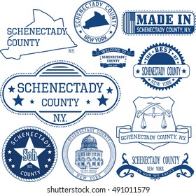 Set of generic stamps and signs of Schenectady county, New York state
